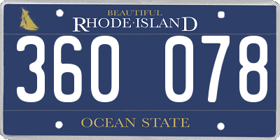 RI license plate 360078