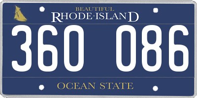 RI license plate 360086
