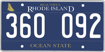 RI license plate 360092