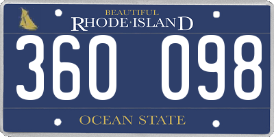RI license plate 360098
