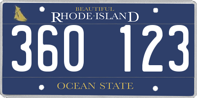 RI license plate 360123
