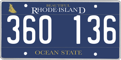 RI license plate 360136