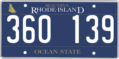 RI license plate 360139