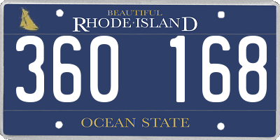 RI license plate 360168
