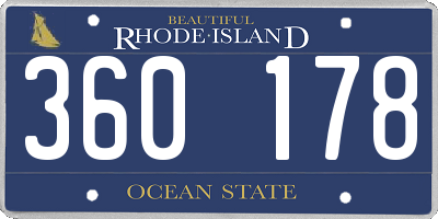 RI license plate 360178