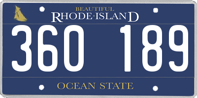 RI license plate 360189
