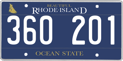 RI license plate 360201
