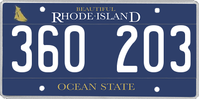 RI license plate 360203