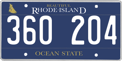 RI license plate 360204
