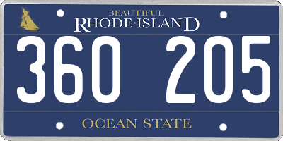 RI license plate 360205