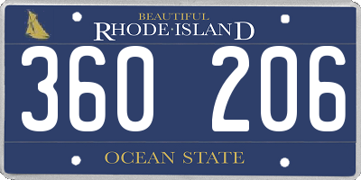 RI license plate 360206