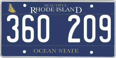 RI license plate 360209
