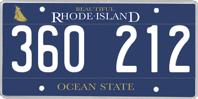 RI license plate 360212