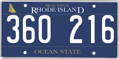 RI license plate 360216