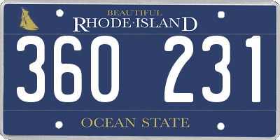 RI license plate 360231