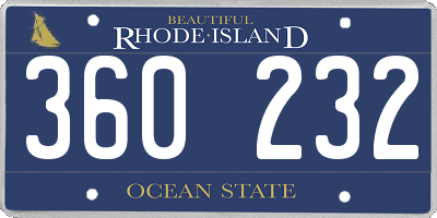 RI license plate 360232