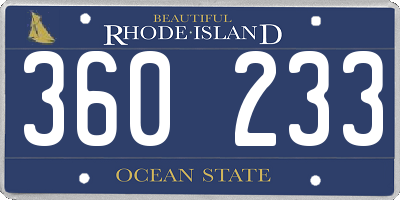 RI license plate 360233