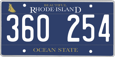 RI license plate 360254