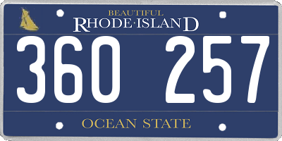 RI license plate 360257