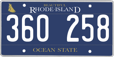 RI license plate 360258