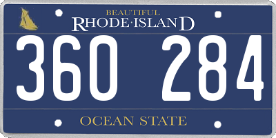 RI license plate 360284