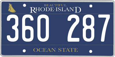 RI license plate 360287