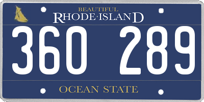 RI license plate 360289