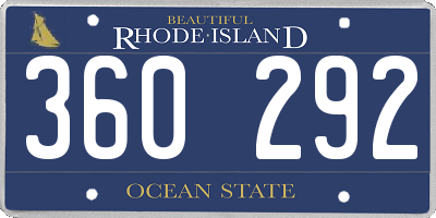 RI license plate 360292