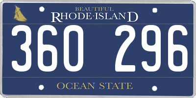 RI license plate 360296
