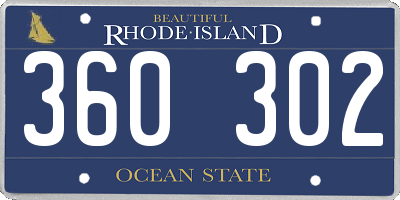 RI license plate 360302