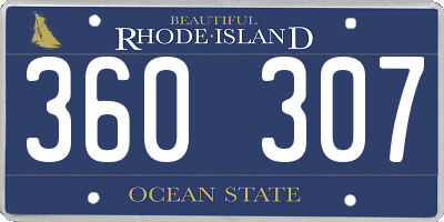 RI license plate 360307