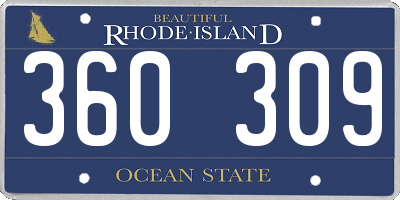 RI license plate 360309