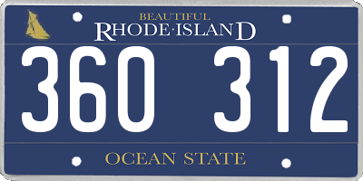 RI license plate 360312
