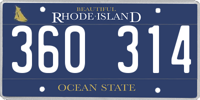 RI license plate 360314