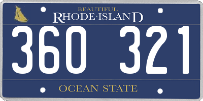 RI license plate 360321