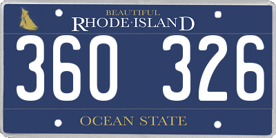 RI license plate 360326