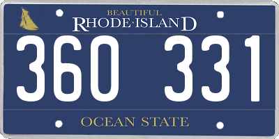 RI license plate 360331