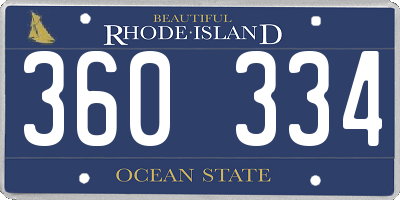RI license plate 360334