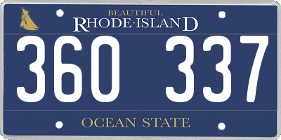 RI license plate 360337