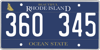 RI license plate 360345