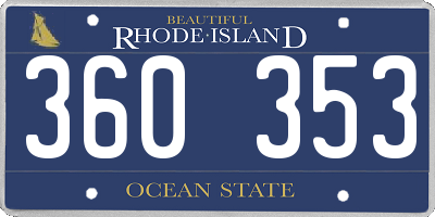 RI license plate 360353