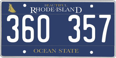 RI license plate 360357