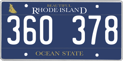 RI license plate 360378
