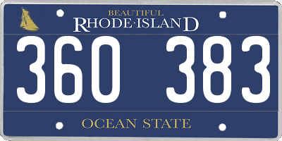 RI license plate 360383