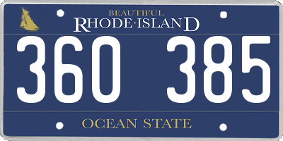 RI license plate 360385