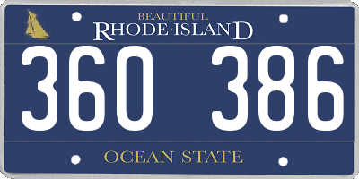 RI license plate 360386