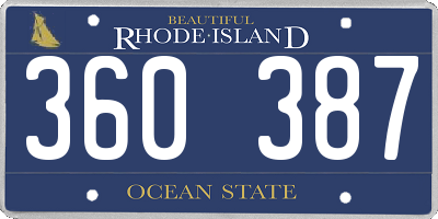 RI license plate 360387