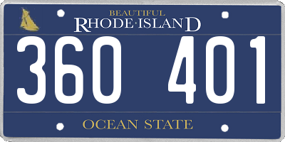 RI license plate 360401