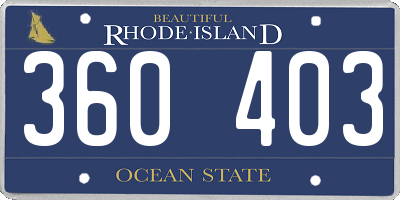 RI license plate 360403