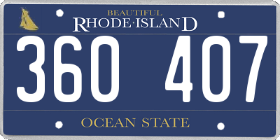 RI license plate 360407